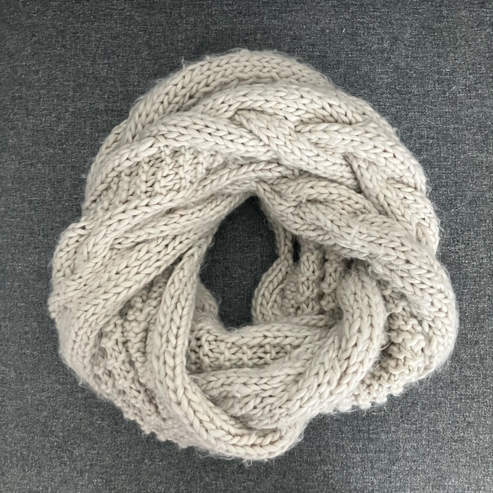 Thick Knit Taupe Infinity Scarf